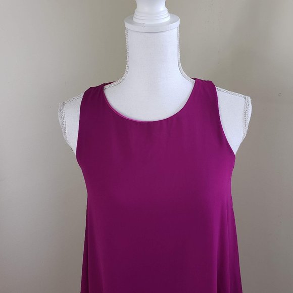 Lulu's Sleeveless Loose Chiffon Mini Shift Dress Fuchsia Pink Size Small - Picture 2 of 11